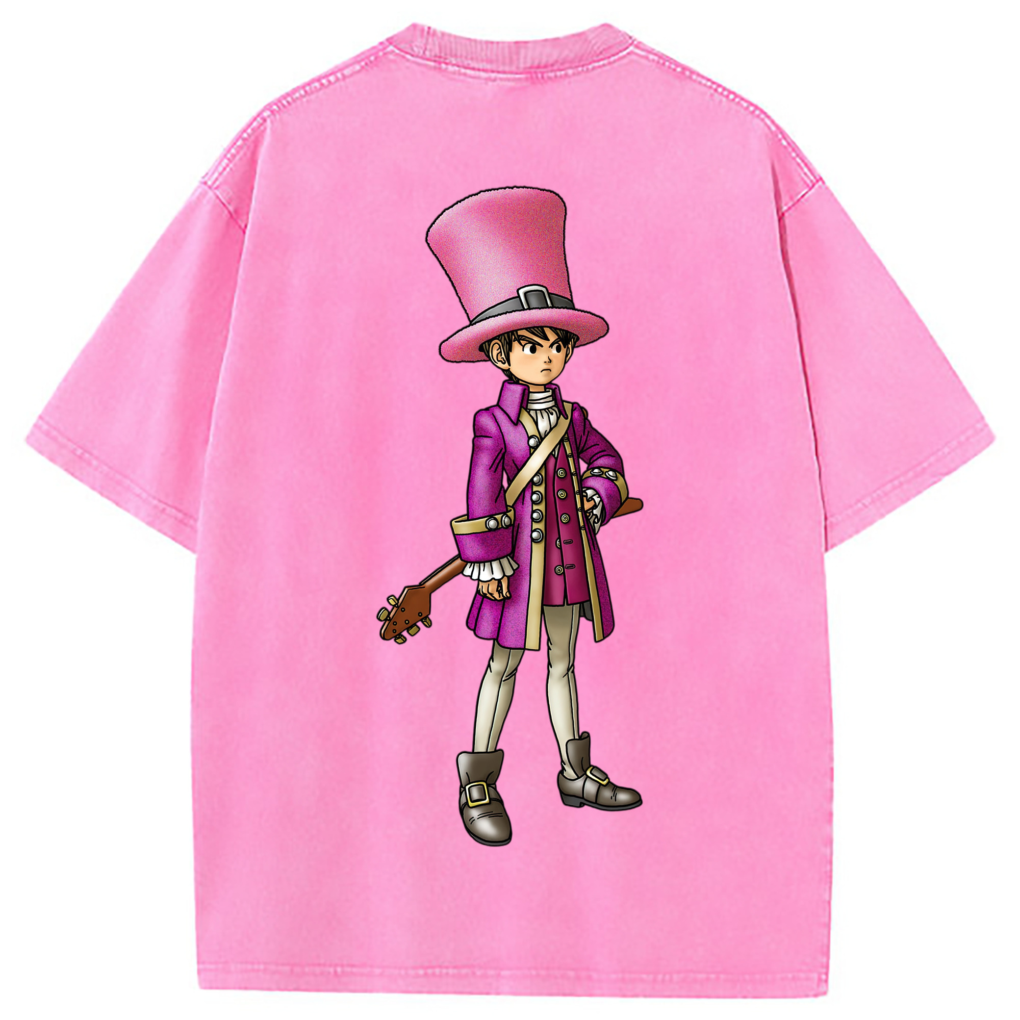 （画像用） ドラゴンクエスト Doragon Kuesuto Dragon Quest 綿100% ヴィンテージ風 半袖Tシャツ（背面プリント）
